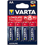 Varta Longlife Max Power Batterie, Typ AA / Mignon / LR6, 1,5 V, 4er-Set Varta Alkaline-Batterien Mignon (AA)