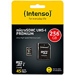 Intenso Premium microSDXC-Speicherkarte 256 GB, UHS-I, Class 10 / U1 Intenso microSD-Speicherkarten UHS U1