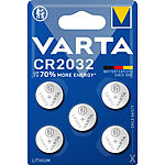 Varta Electronics Lithium Knopfzelle, CR2032, 3 Volt, 230 mAh (5er-Pack) Varta Lithium-Knopfzellen Typ CR2032