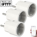 Luminea Home Control 3er-Set Mini WLAN-Steckdose, App, f. Amazon Alexa, Google Assist., 16A Luminea Home Control WLAN-Steckdosen mit Stromkosten-Messfunktion