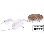 Luminea WLAN-LED-Streifen, wei&szlig;, 2 m, Amazon Alexa & Google Assistant komp. Luminea WLAN-LED-Streifen-Sets wei&szlig;