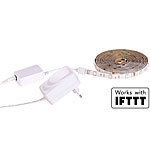 Luminea WLAN-LED-Streifen, 2m, warmwei&szlig;, Amazon Alexa & Google Assistant komp. Luminea WLAN-LED-Streifen-Sets wei&szlig;