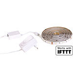 Luminea WLAN-LED-Streifen, warmweiß, 5m, Amazon Alexa & Google Assistant komp. Luminea WLAN-LED-Streifen-Sets weiß