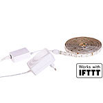 Luminea WLAN-LED-Streifen, weiß, 2 m, Amazon Alexa & Google Assistant komp. Luminea WLAN-LED-Streifen-Sets weiß