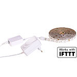 Luminea WLAN-LED-Streifen, RGBW, 2 m, Amazon Alexa & Google Assistant komp. Luminea WLAN-LED-Streifen-Sets in RGBW