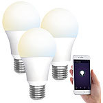 Luminea Home Control 3er-Set WLAN-LED-Lampen, E27, 806lm, für Alexa & Google Assistant, CCT Luminea Home Control