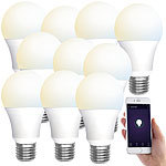 Luminea Home Control 10 WLAN-LED-Lampen, E27, 800 lm, für Alexa & Google Assistant, CCT Luminea Home Control WLAN-LED-Lampen E27 weiß