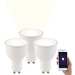 Luminea 3er-Set WLAN-LED-Lampen, für Amazon Alexa & Google Assistant, GU10 Luminea WLAN-LED-Lampen GU10 weiß