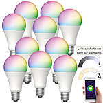 10er-Set WLAN-LED-Lampen für Alexa & Google Assistant, E27, RGB, CCT WLAN-LED-Lampen E27 RGBW