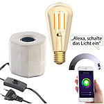 Lunartec Tischleuchte mit WLAN-LED-Filament-Lampe, für Alexa & Google Assistant Lunartec 