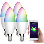 Luminea Home Control 4er-Set WLAN-LED-Kerze, E14, RGB-CCT, 5,5 W (ersetzt 40 W), 470lm, App Luminea Home Control