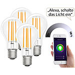 Luminea Home Control LED-Filament-Lampe, komp. zu Amazon Alexa / GA, 2700 K 4er-Set Luminea Home Control