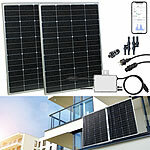 revolt 300-W-Balkon-Solaranlage: WLAN-Wechselrichter, 2x150W-Solarpanels, App revolt Solaranlagen-Set: Mikro-Inverter mit MPPT-Regler und Solarpanel