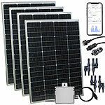 revolt 600-W-Balkon-Solaranlage: WLAN-Wechselrichter, 4x150W-Solarpanels, App revolt