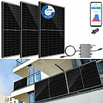revolt 1300-W-Balkon-Solaranlage: WLAN-Wechselrichter, 3x380W-Solarpanel, App revolt Solaranlagen-Set: Mikro-Inverter mit MPPT-Regler und Solarpanel