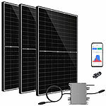 revolt 1300-Watt-Balkon-Solaranlage: WLAN-Mikroinverter & 3 Solarmodule, App revolt WLAN-Mikroinverter für Solarmodule mit MPPT und App