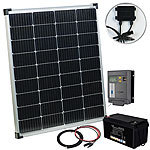 revolt Solaranlagen-Set: MPPT-Laderegler, 110-Watt-Solarpanel und 80-Ah-Akku revolt Solaranlagen-Sets: Hybrid-Inverter mit Solarpanelen und MPPT-Laderegler