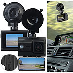 NavGear 4K-UHD-Dashcam mit 2K-Heckkamera, GPS, WDR, WLAN & App, Sony-Sensor NavGear WLAN-GPS-Dashcams mit Display, Rückfahrkamera und App