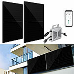 revolt 600-W-Balkon-Solaranlage: WLAN-Wechselrichter, 2x405W-Solarpanels, App revolt