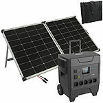 revolt Powerstation & Solar-Generator mit 3.248 Wh + 240-Watt-Solarmodul revolt 2in1-Solar-Generator & Powerbank mit Notstrom-Funktion und externer Solarzelle