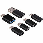 Callstel 2er-Set 6-teilige USB-Adapter-Sets, OTG-USB, Lightning, 60 Watt PD Callstel Adapter-Sets mit Micro-USB, USB-C, USB-A und Lightning, USB mit OTG