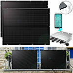 revolt Ultradünne & superleichte Solarmodule 2x 215W + 350-W-Wechselrichter revolt Solaranlagen-Set: Mikro-Inverter mit MPPT-Regler und Solarpanel
