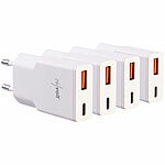 revolt 4er-Set Ultrakompakte USB-A/C-Netzteile, Power Delivery 30 Watt, weiß revolt Ultra-kompakte Reisenetzteile mit Power Delivery & Quick Charge