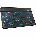 GeneralKeys 2er Kompakte Multi-Device-Akku-Funktastatur Bluetooth, LED, QWERTZ GeneralKeys Ultraflache, beleuchtete Funk- & Bluetooth Tastatur