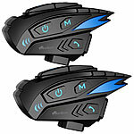 NavGear 2er-Set Motorrad-Kommunikations-Systeme für bis zu 8 Personen NavGear Intercom-Headsets mit Bluetooth & integriertem FM-Radio, für Motorradhelm