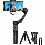 Somikon KI-Tracking-Stabilisator für Smartphone bis 7,7", 3 Achsen, Licht, App Somikon KI-Tracking-Stabilisatoren für Smartphones, mit 3 Achsen, Füll-Licht und App