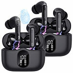 auvisio 2er-Set Kabellose In-Ear-Kopfhörer mit Ladecase, schwarz auvisio Kabelloses In-Ear-Stereo-Headsets mit Bluetooth und Lade-Etuis