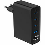 revolt 4-Port-USB-Netzteil, LED-Display, 3x USB-C PD 100W, USB-A QC 30W, GaN revolt USB-Wandnetzteile mit USB-A und USB-C, PD und QC