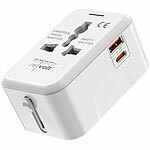 revolt Universal-GaN-Reiseadapter, PD 20 W, QC 18 W, für US/EU/UK/AUS revolt Reiseadapter mit USB-C Power Delivery & USB-A Quick Charge, für Stecker & Steckdosen Typ A, I, C, G