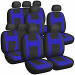 Lescars 2er-Set 9-tlg. Autositzbezüge-Sets, für 5-Sitzer, blau Lescars Universal Auto Sitzbezüge