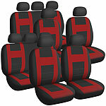 Lescars 2er-Set 9-tlg. Autositzbezüge-Sets, für 5-Sitzer, rot Lescars Universal Auto Sitzbezüge