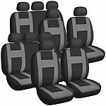 Lescars 2er-Set Autositzbezüge-Sets für 5-Sitzer, 18-teilig, grau Lescars Universal Auto Sitzbezüge