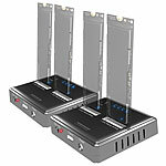 Xystec 2er-Set Dual-Bay Clone-Dockingstation für NVMe M.2 SSD-Festplatten Xystec Dual-Bay-Dockingstationen für M.2-SSD-Speicher ohne PC, USB-C
