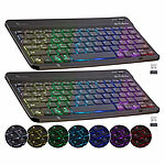 GeneralKeys 2er Kompakte Multi-Device-Akku-Funktastatur Bluetooth, LED, QWERTZ GeneralKeys Ultraflache, beleuchtete Funk- & Bluetooth Tastatur