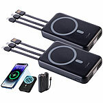 revolt 2er-Set Magnet-Powerbank 10.000 mAh, für Qi & MagSafe, PD, QC, 22,5 W revolt Magnetische Powerbanks, Qi-& MagSafe-kompatibel