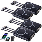revolt 4er-Set Magnet-Powerbank 10.000 mAh, für Qi & MagSafe, PD, QC, 22,5 W revolt Magnetische Powerbanks, Qi-& MagSafe-kompatibel