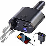 revolt 4in1-Kfz-USB-Ladegerät, USB-C/A, USB-C- & Lightning-komp. Kabel, 66 W revolt Kfz-USB-Ladegeräte mit USB-C/A und ausziehbaren USB-C- und Lightning-kompatiblem Kabel