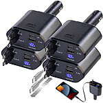 revolt 4er-Set 4in1-Kfz-USB-Ladegerät, USB-C/A, 2 USB-C-Kabel, 66 Watt revolt Kfz-USB-Ladegeräte mit USB-C/A und ausziehbaren USB-C-Kabeln