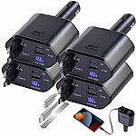 revolt 4er-Set 4in1-Kfz-USB-Ladegerät, USB-C/-A, USB-C-/Lightning-komp. Kabel revolt Kfz-USB-Ladegeräte mit USB-C/A und ausziehbaren USB-C- und Lightning-kompatiblem Kabel