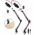 Somikon 2er-Set Dokumentenscanner- & Overhead-Stative, 10"-Ringlicht, Auslöser Somikon Overhead- & Dokumentenscanner-Stativ mit Beleuchtung & Fernauslöser