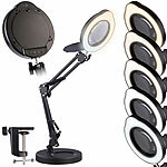 Lunartec LED-Lupenleuchte, 10-fach, CCT, 500 lm, dimmbar, Tischklemme/Standfuß Lunartec LED-Lupenleuchten