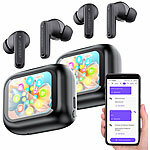 auvisio 2er-Set KI-Echtzeitzeitübersetzer & In-Ear-Kopfhörer, 135 Sprachen,ANC auvisio KI-Echtzeitzeitübersetzer & In-Ear-Kopfhörer in Lade-Etui mit Touch-Display, ANC, App
