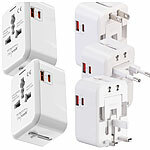 revolt 2er-Set Universal-GaN-Reiseadapter, PD 20 W, QC 18 W, für US/EU/UK/AUS revolt Reiseadapter mit USB-C Power Delivery & USB-A Quick Charge, für Stecker & Steckdosen Typ A, I, C, G
