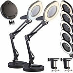 Lunartec 2er-Set LED-Lupenleuchte, 10-fach, CCT, 500 lm, Tischklemme/Standfuß Lunartec LED-Lupenleuchten