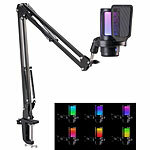 auvisio Gaming-USB-Kondensator-Mikrofon mit Noise Cancelling, RGB, Gelenkarm auvisio USB-Kondensator-Gaming-Mikrofone