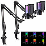 auvisio 2er-Set Gaming-USB-Kondensator-Mikrofone, Noise Cancelling, Gelenkarm auvisio USB-Kondensator-Gaming-Mikrofone